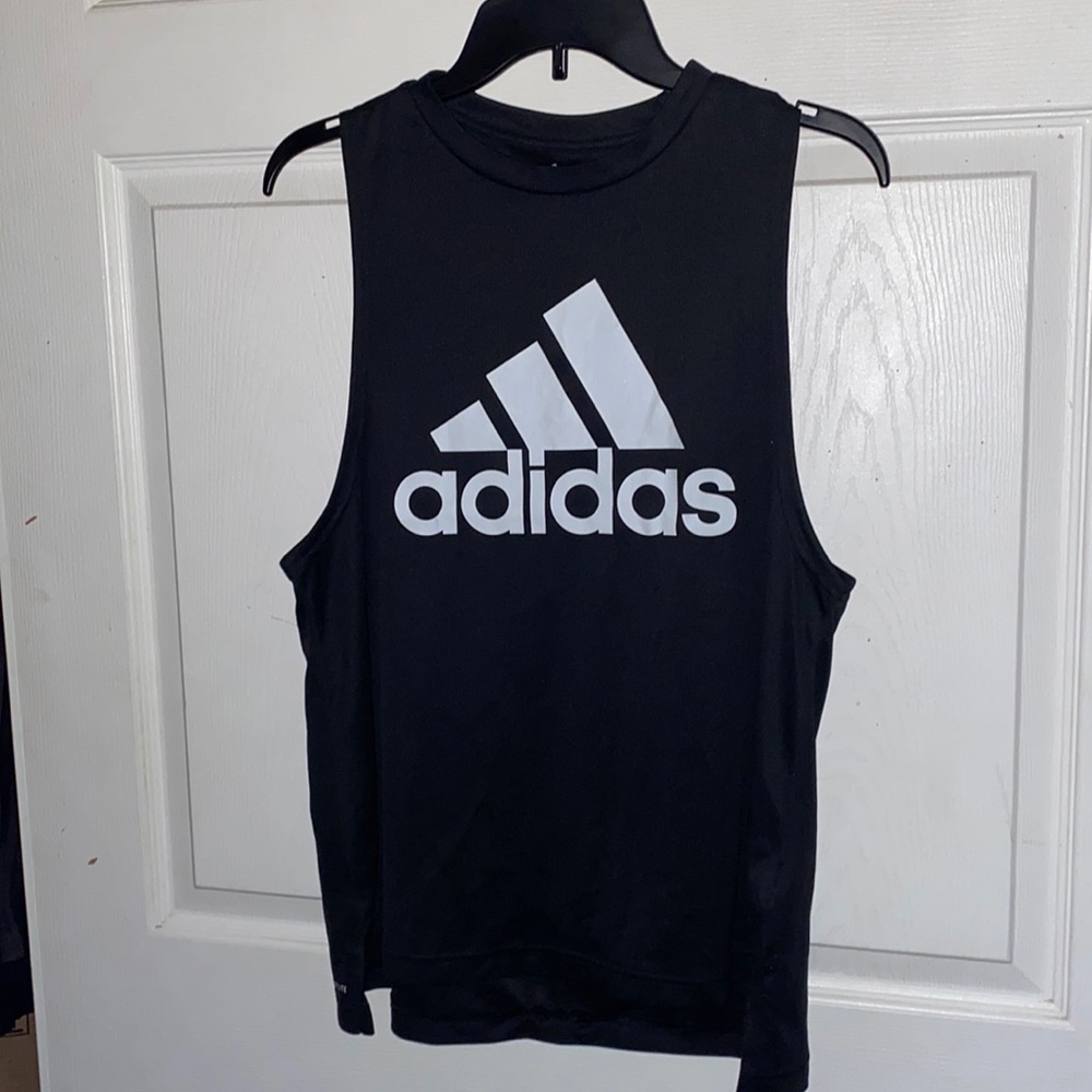 *Lightly Used* Adidas Black White Logo Tank Size L